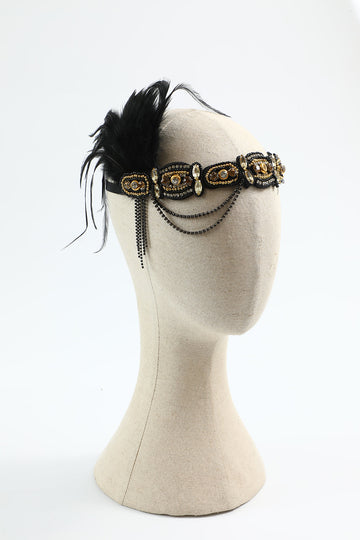 1920-tallet Flapper Black Golden Eight Pieces Tilbehør Set